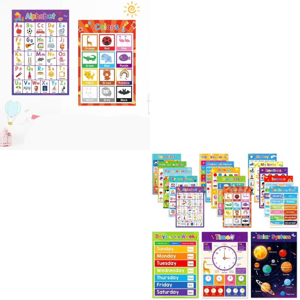 Gráficos pôsteres coloridos fr - Kids Education Charts avaliação e preço